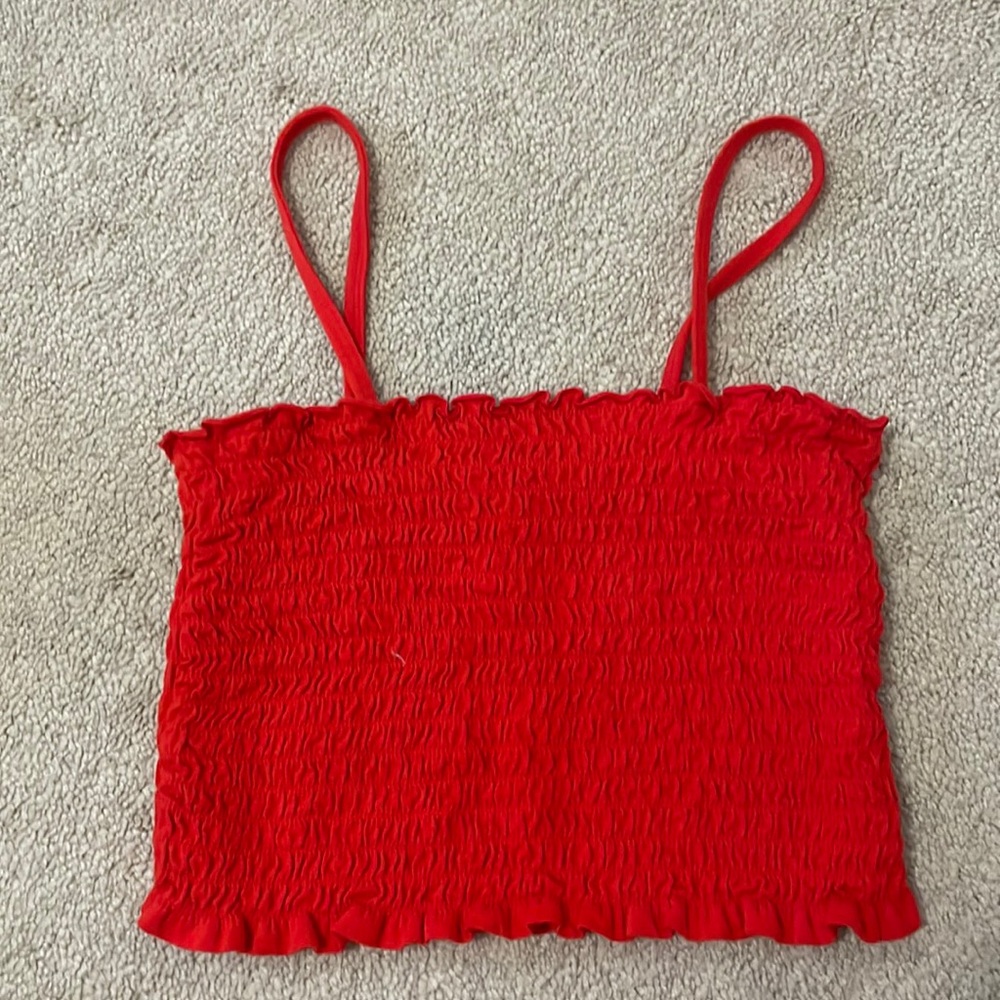 Red scrunched tank top